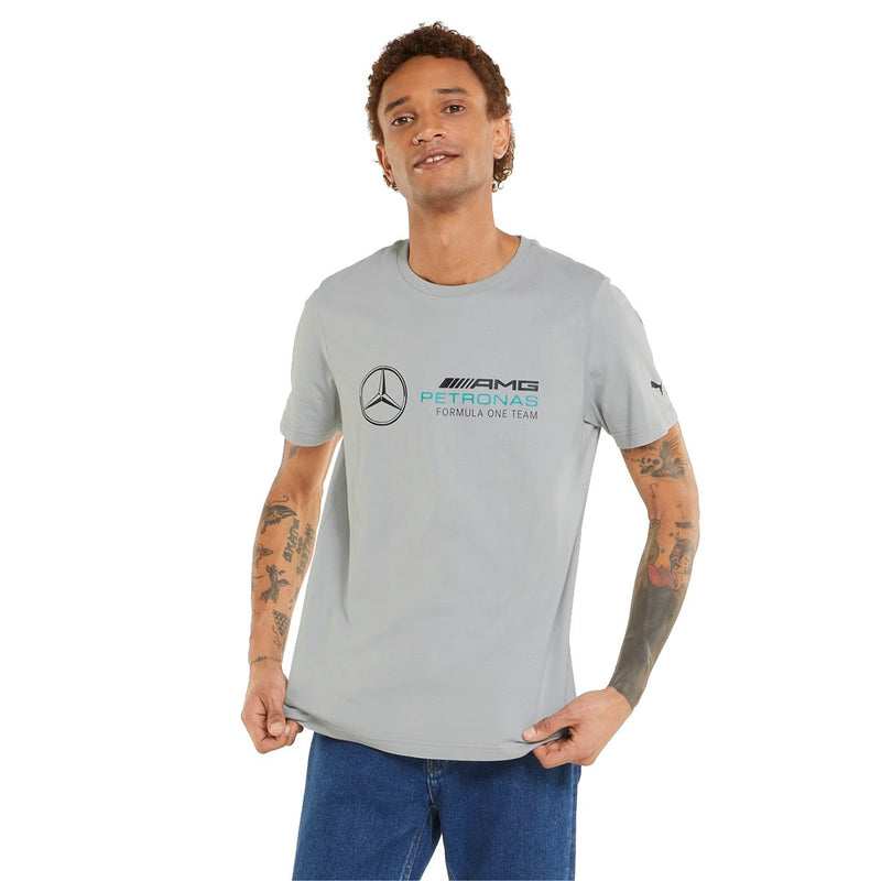 Camiseta Puma Mercedes  AMG Petronas Logo Grande Cinza